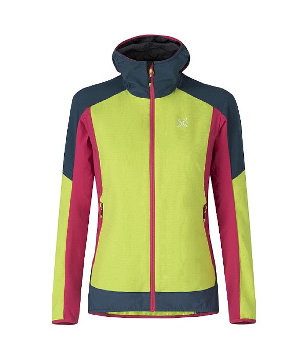 Montura dámská bunda Premium Wind Hoody, růžová/žlutá/černá, S